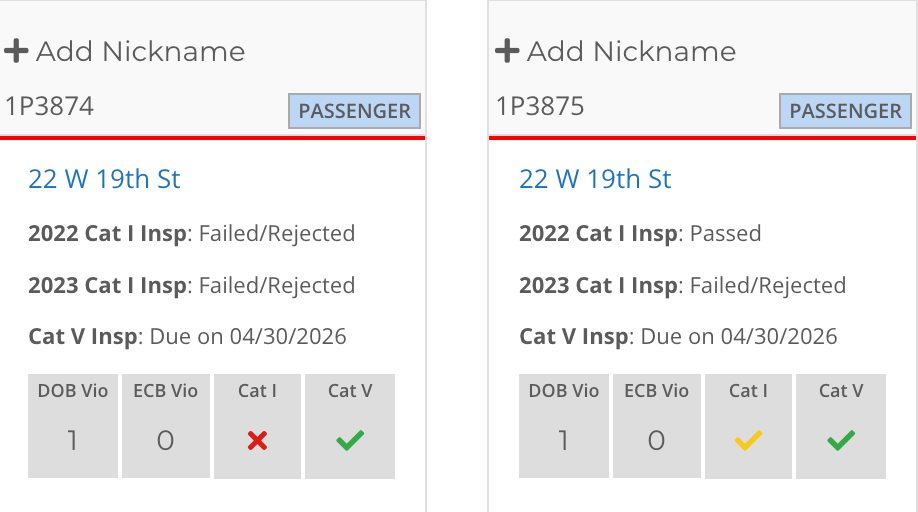 DOB Elevator CAT 5 Inspections & InCheck Support Center